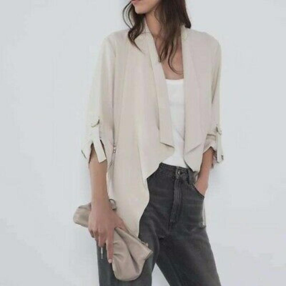 Zara - "Flowy Drawstring Jacket Blazer" Size XS